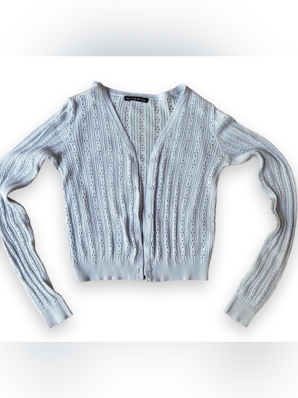 Brandy Melville Light Blue Shannon Pointelle Cardigan OS